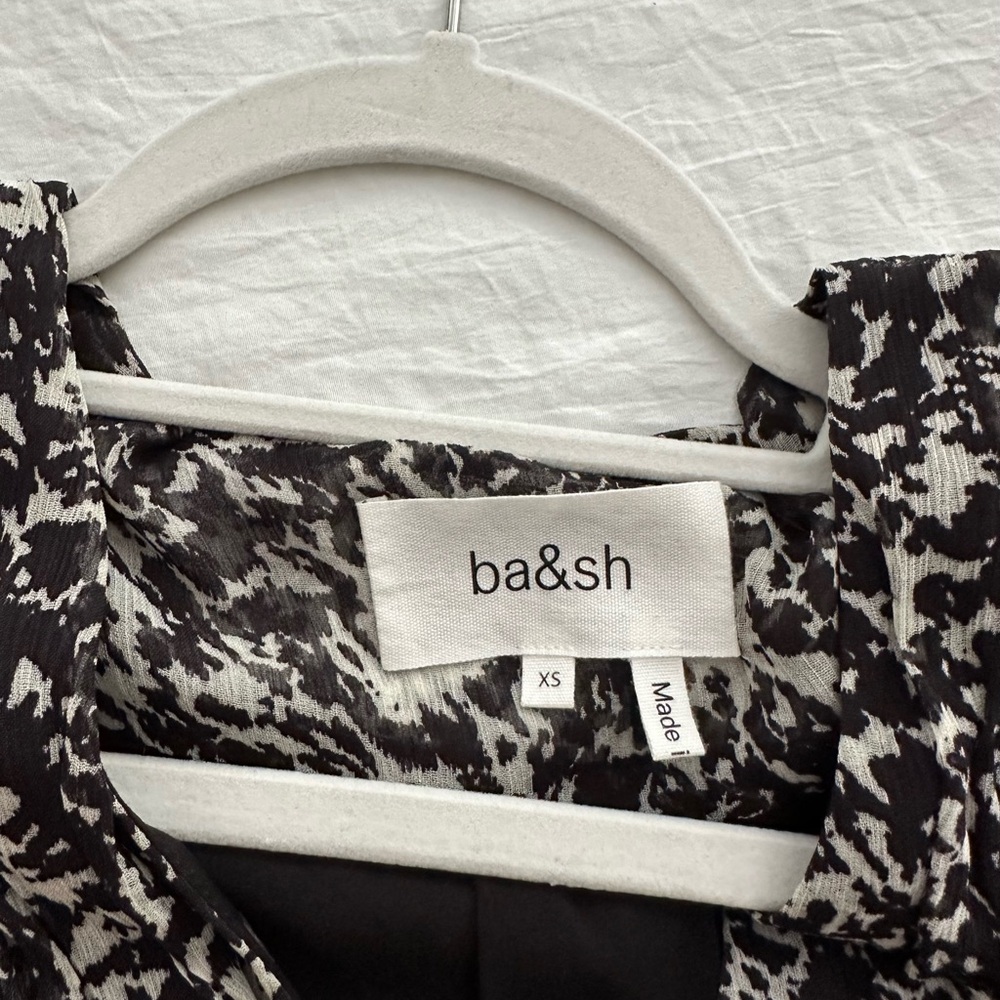 ba&sh Ezra Long Sleeve Dress in Black & White - Picture 5 of 6